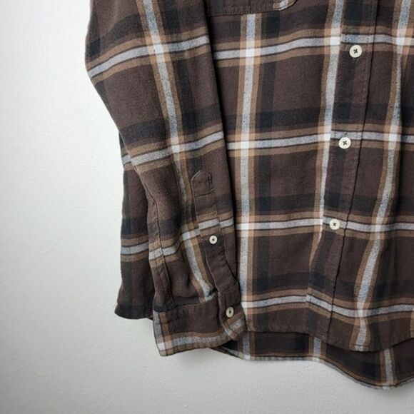 Aeropostale Brown Long Sleeve Relaxed Vintage Wash Plaid Flannel Shirt Medium - Picture 6 of 7